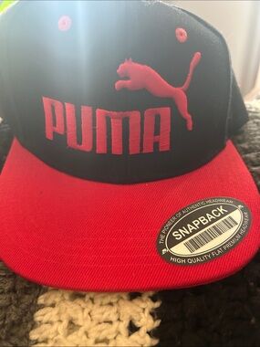 Puma Black and Red Flat-Bill Snapback Hat